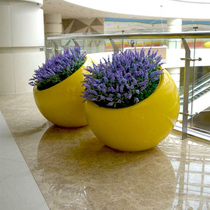 FRP floor large flower pot shopping mall beautiful Chen Nordic creative flower outdoor round combination flower bowl decoration
