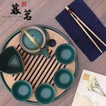LENIBERK Japanese style ceramic kung fu tea set home a pot of four cups dry bubble tea tray set of simple living room