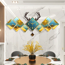 Clock and clock living room home fashion creative personality sofa background wall Nordic deer head light luxury decorative quartz clock