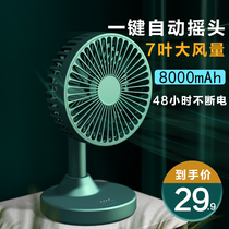 Shaking his head small fan Ultra-quiet office desk portable USB charging fan Student dormitory mini gale