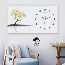 Modern simple Nordic new Chinese personality horizontal rectangular hanging painting hanging clock living room dining room art decorative painting