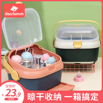 Baby bottle supplementary food bowl storage box disinfection and dustproof for out baby childrens bowls and chopsticks tableware storage box