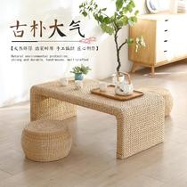 Straw tatami tea table Japanese floating window table small coffee table simple balcony low table floor table Kang table