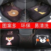 Car mat Universal easy to clean cartoon cute female single Four Seasons car with carpet suede foot pad