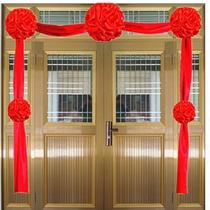 New big red flower ball new house gate red silk cloth flower move new house into the house hanging door big red flower wedding wedding room red embroidery
