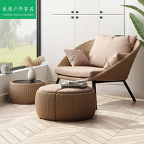 Net red balcony small table and chairs light and luxurious casual rattan sofa tea table Composition Home vine chair Three sets of outdoor patio
