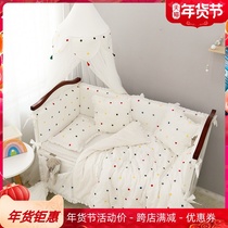 Hand-made bed crib anti-collision fence cloth cotton removable baby bedding kit