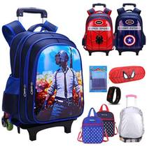Trolley school bag 2021 new female 1-3-6 grade boy six-wheeled waterproof hand push-pull tow box with wheels