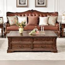 Will series American solid wood tea table ash wood rectangular eight tea table log retro country furniture