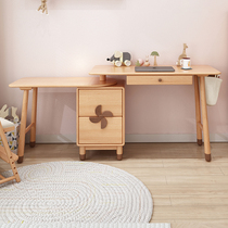 Children's desk learning table all solid wood modern simple beech corner double table home cartoon mother table set