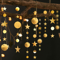 Eleven Mid-Autumn Festival National Day decoration flower shopping mall shop wedding birthday ribbon string five-pointed star hanging decoration decoration layout