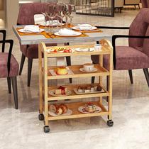 Hot pot shop vegetable rack shelf shelf solid wood floor with wheels removable kitchen dining cart cart vegetable rack