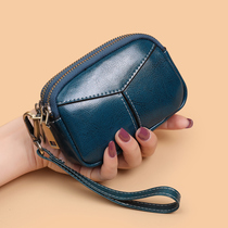  2021 new zero wallet cow leather handbag with bag double zipped handbag lady coin small bag large capacity mobile phone bag