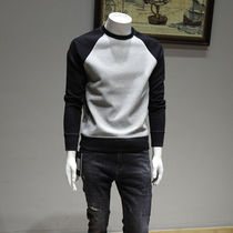Mens sweater 2021 autumn new fashion pullover base shirt dress color print round neck long sleeve T-shirt