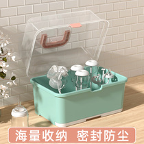 Newborn baby milk powder bottle water cup baby tableware dust drain box with lid drying rack storage box portable