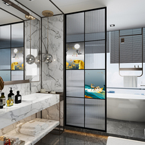 Modern simple light luxury screen Living room stainless steel decoration door bathroom Bedroom entrance Changhong glass partition