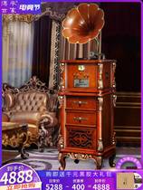 Inheritance family phonograph retro European home living room American audio Vintage Antique solid wood vinyl recording machine