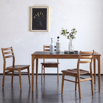 Italian light luxury master design embedded rock board table simple modern household rectangular ash wood table and chair combination