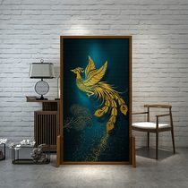 Modern light luxury wind partition solid wood screen living room dining room entrance home shield screen Phoenix flying sky