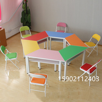 Student Plotter Gallery Supplements desks and chairs Psychology Consulting Classroom table and chairs Multi-functional meeting table hexagonal hexagonal table