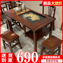 New Chinese style solid wood tea table and chair combination office coffee table tea set set one small household tea table