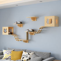 Cat climbing frame wall solid wood cat jumping platform cat cage luxury cat nest springboard ladder wooden wall cat furniture