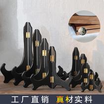Chinese style solid wood decorative plate bracket hanging plate rack Puer tea cake rack stone painting photo frame clock ornaments display rack