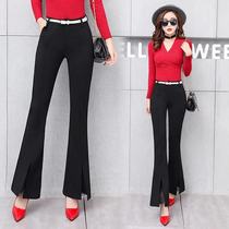 2021 Spring and Autumn New Big Bell pants womens pants high waist split lace wide leg casual pants suit flared pants trousers