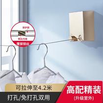 Invisible shrink clothesline non-punching balcony clothes artifact indoor telescopic drying rack toilet drying clothes