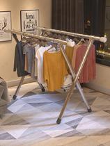 Drying rack floor folding balcony stainless steel telescopic bedroom hanging hanger double pole quilt outdoor cool