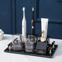 Marble high-end bathroom wash set combination Home Hotel model room set table top Cup storage rack