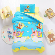 SpongeBob SquarePants Kindergarten Quilt Three-piece Set Cotton Baby Entering the Kindergarten Special Childrens Nap Bedding Six or Seven Sets