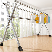 Clothes rack floor folding indoor household balcony outdoor stainless steel bedroom cool telescopic rod drying quilt artifact