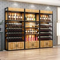 European-style floor wine rack wrought iron solid wood wine cabinet creative bar commercial wine rack display rack rack rack
