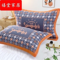 Colorful side cotton thickness five layers of pillow towel soft and comfortable household breathable couple towel single-person European pillow towel