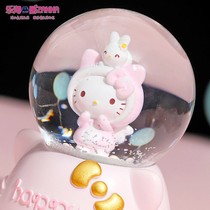 Cute Hello Kitty KT Cat Snowflake Music Box Music Box Crystal Ball Orders Little Girl Children's Birthday Gift