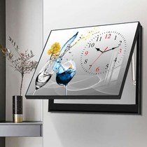 Crystal single hydraulic decorative painting mute wall clock distribution box living room dining room hanging painting fruit still life vase clock