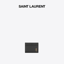 YSL Santa Roland Lady Black TINY MONoGRAM Smooth Leather Card Wallet Clip