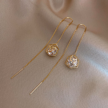 Ear line female long tassel earrings ~ fast luxury ~ 2021 New Tide Net red earrings Sterling Silver Silver Needle earrings temperament ears