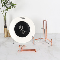Nordic golden wrought iron wall clock bracket base clock display bracket porcelain disc round mirror frame decorative shelf