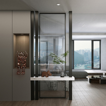 Net red creative Changhong glass partition wall into the home screen living room stainless steel modern simple iron art light luxury porch