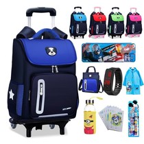 Schoolbag can tie rod male and primary school children 1-3-6 grade girl six-wheel waterproof hand push-pull drag box pulley