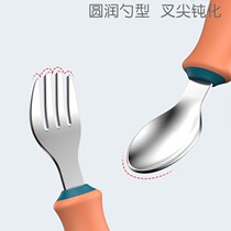 Baby learn to eat spoon fork baby children supplementary food tableware training fork spoon short handle stainless steel household set