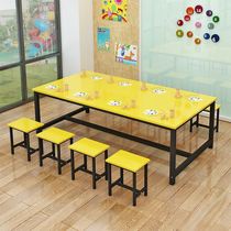 Kindergarten color art painting table primary and secondary school painting and writing counseling training table combination learning meeting table and chair