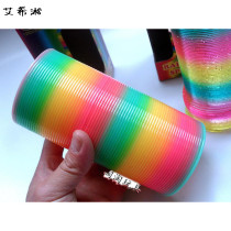 Large rainbow ring magic plastic stacked coil spring coil toy elastic pull ring adult childrens game