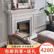 Marble fireplace custom American simple modern TV decorative cabinet natural stone white stone carved mantel