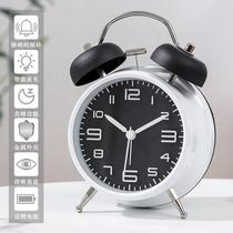 Large ringtone bedside silent walking childrens bedroom student alarm clock special wake-up artifact night light metal clock