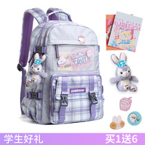 Primary school bag third to sixth grade childrens backpack girl star Deluo super light to reduce the burden of Ridge jk backpack