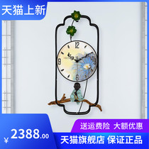 New Chinese Zen Mood Hanging Bell China Wind Home Living Room Pure Bronze Bell Watch High-end Fashion Atmosphere Anomalous Decorative Clock
