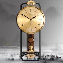 New Chinese timepiece hanging clock Living room Home Fashion Living Room Creative Zen free to punch quartz clocks Nordic light extravagant